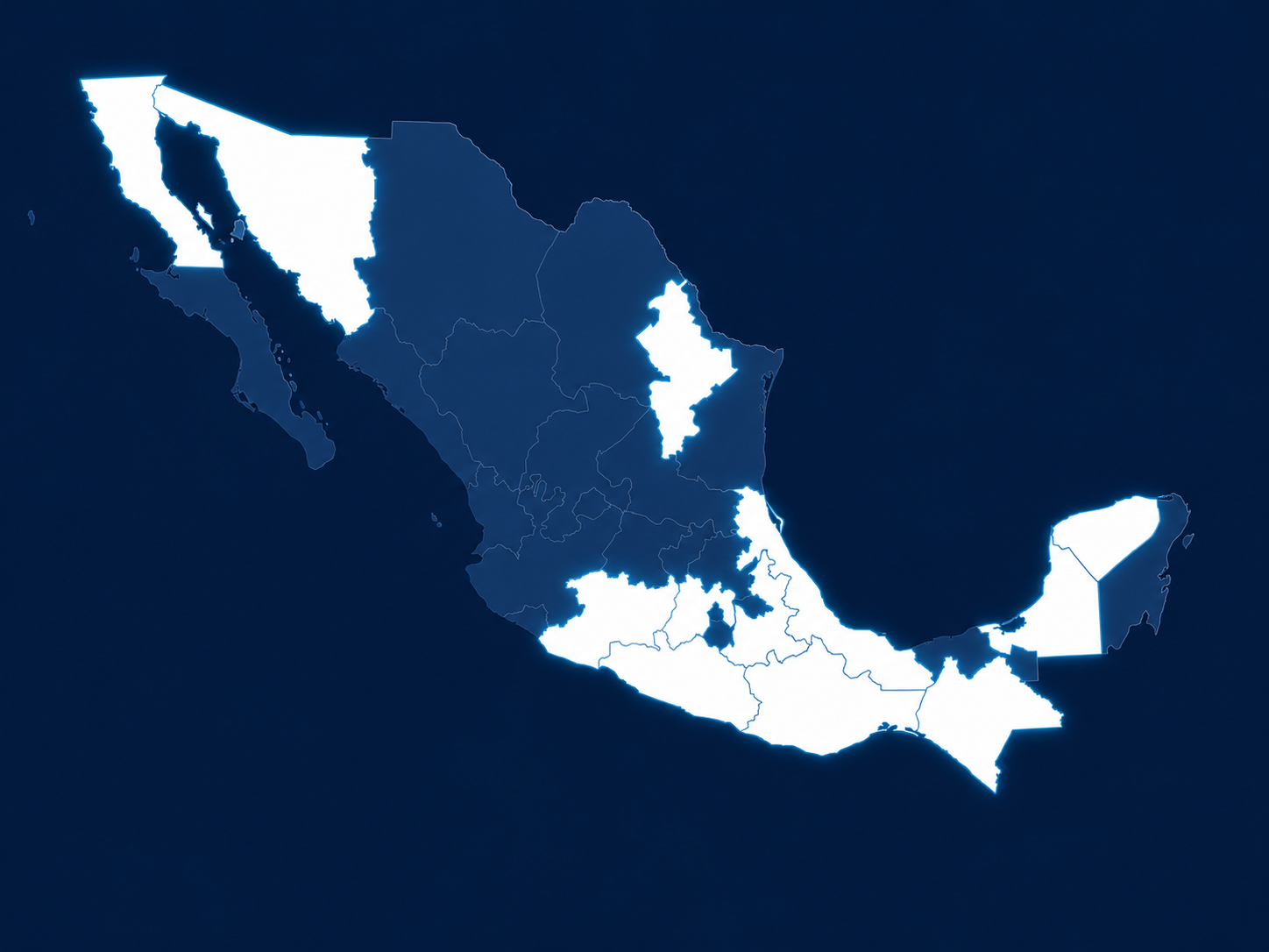 Mapa de México señalando los 12 estados donde Reingeniería Técnica tiene oficinas